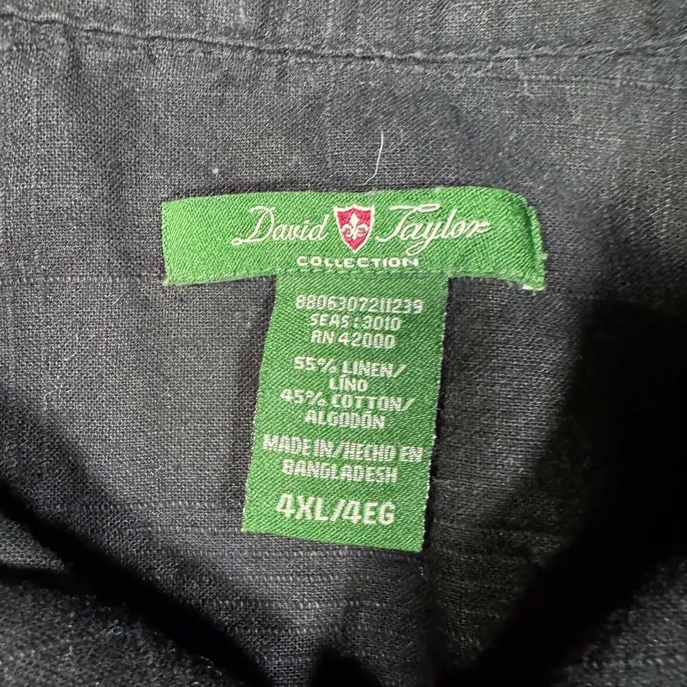 David Taylor Collection Mens 4XL Black Linen Cotton Short Sleeve Button Shirt - Picture 3 of 7